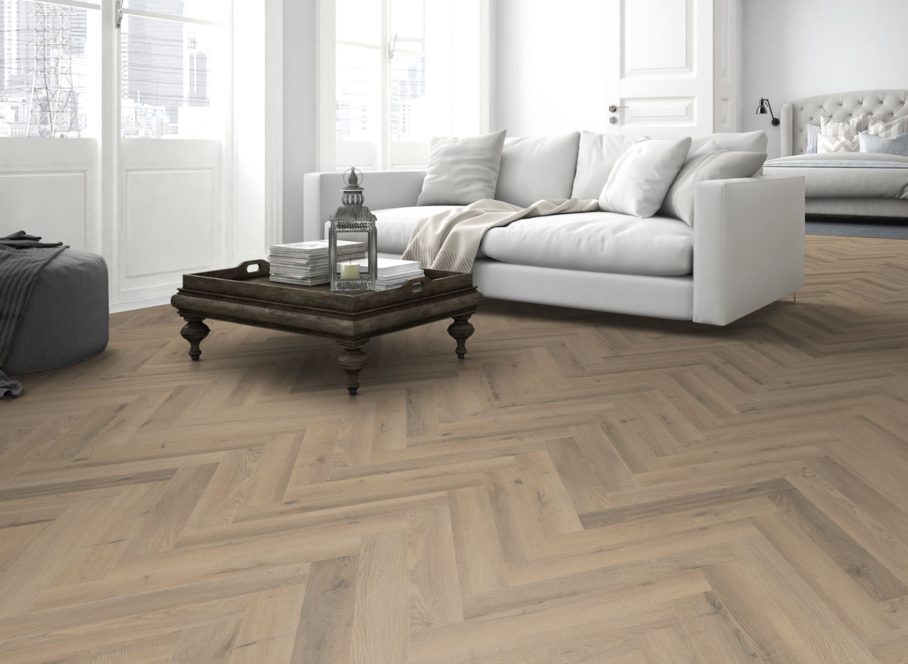 CLANE HERRINGBONE SUPER LONG JK ¥39,600 Lignum Fusion Premium Greige Oak Herringbone - Wood Innovations